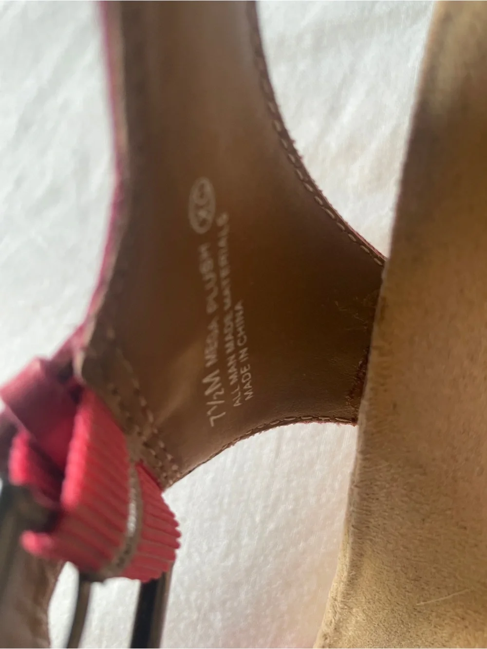 🎀AEROSOLES Red Leather Cork Wedge Sandals with Buckle